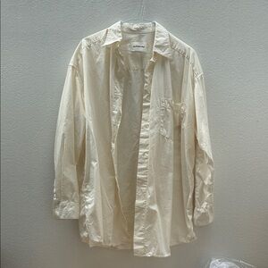 The Frankie Shop Off White Oversized Button Down Shirt Organic Cotton XS/S